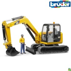 Excavator mini cu șenile CAT cu muncitor Bruder