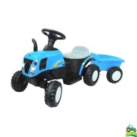 Tractor de jucărie New Holland albastru cu remorcă 6V Tractor de jucărie New Holland albastru cu remorcă 6V
